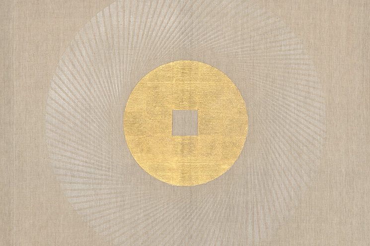 Patrick Scott, 'Gold Painting', 1979, gold leaf & tempera on unprimed canvas, 121 x 121cm (Detail)