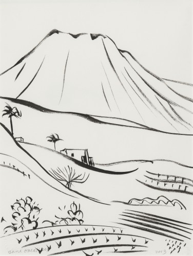Chinese Brush Drawing - Maquez, Lanzarote by Jane O'Malley