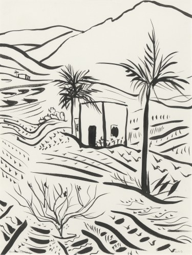 Chinese Brush Drawing - Maquez III, Lanzarote by Jane O'Malley