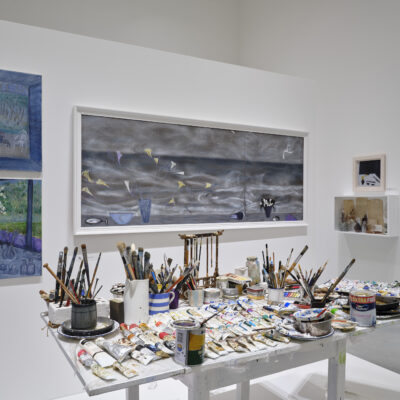 Tony & Jane O’Malley: The Shared Studio, Jane's Studio Table, Installation View, Photo Credit: Ros Kavanagh