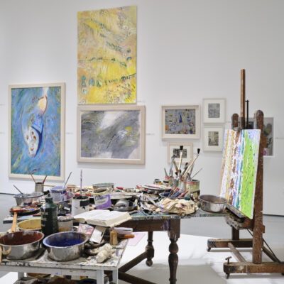 Tony & Jane O’Malley: The Shared Studio, Tony's Studio Table, Installation View, Photo Credit: Ros Kavanagh