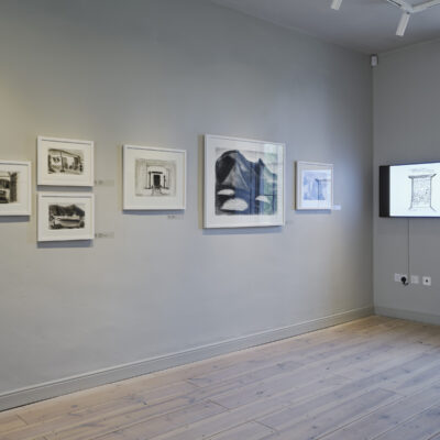 Tony & Jane O’Malley: The Shared Studio, Jane's Black & White Works and Video Loop, Installation View, Photo Credit: Ros Kavanagh