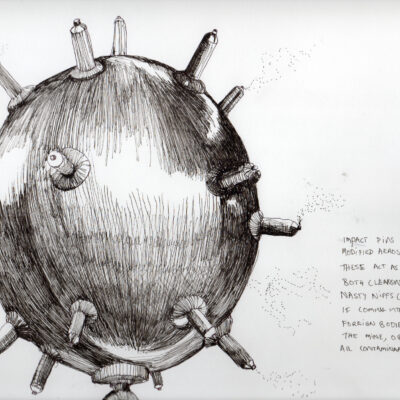 Aideen Barry, 'Study of a Mine Field', Pen and Ink on Paper, 35 x 31 cm, 2009