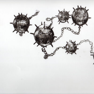 Aideen Barry, 'Zero Gravity Cleaning Mines', Pen and Ink on Paper, 45 x 31 cm, 2009
