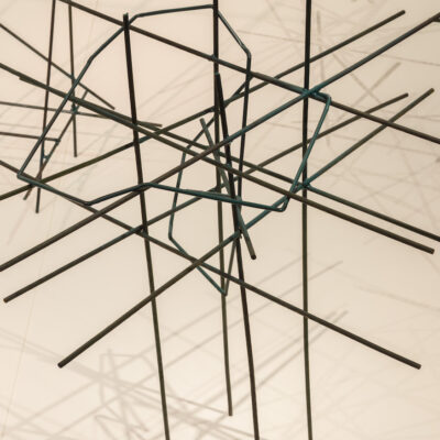 Felicity Clear, 'Here’s the thing' (detail), Pencil on paper, wooden sticks, 500 x 270 cm, models variable dimensions, 2014,  Credit: Photography Roland Paschhoff